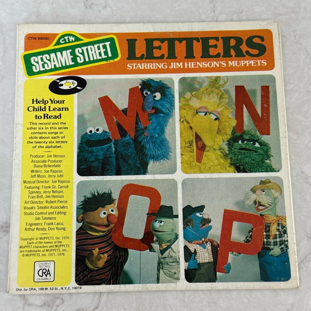 Sesame Street Letters MNOP Vinyl 45 Record - 1976